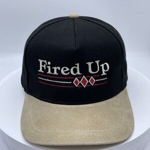 Fired Up Snapback Hat Black Tan Two Tone Embroidered Adjustable Mens Cap
